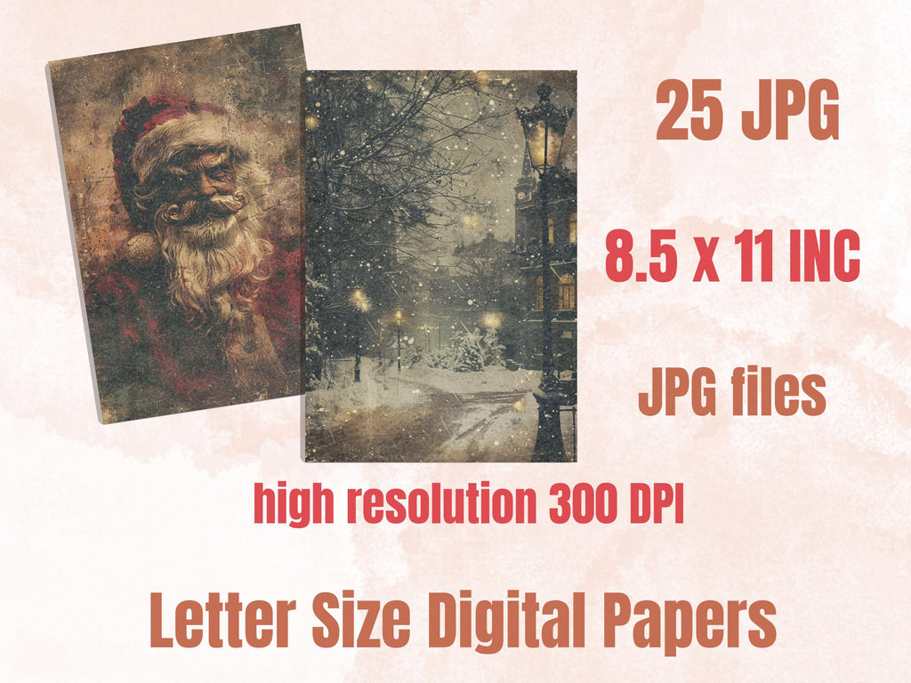Printable Gothic Christmas Journal Paper, Spooky Christmas Collage, Dark Fantasy Xmas Noel Pages, Creepy Junk Journal, Scrapbooking, Cards