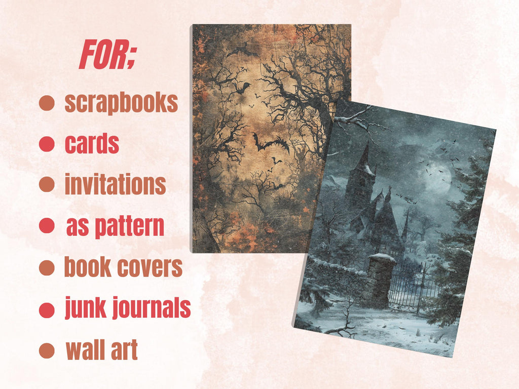 Printable Gothic Christmas Journal Paper, Spooky Christmas Collage, Dark Fantasy Xmas Noel Pages, Creepy Junk Journal, Scrapbooking, Cards