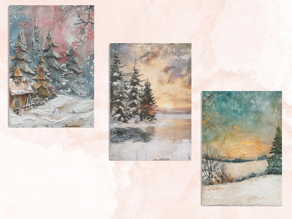 Printable Mixed Media Christmas Journal Paper, Whimsical Christmas Collage, Xmas Ephemera Pages, Download Junk Journal, Scrapbooking