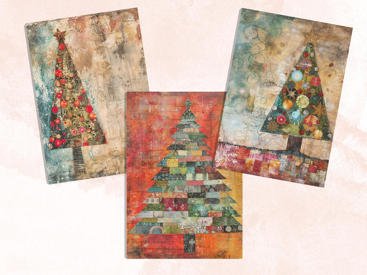 Printable Mixed Media Christmas Journal Paper, Whimsical Christmas Collage, Xmas Ephemera Pages, Download Junk Journal, Scrapbooking