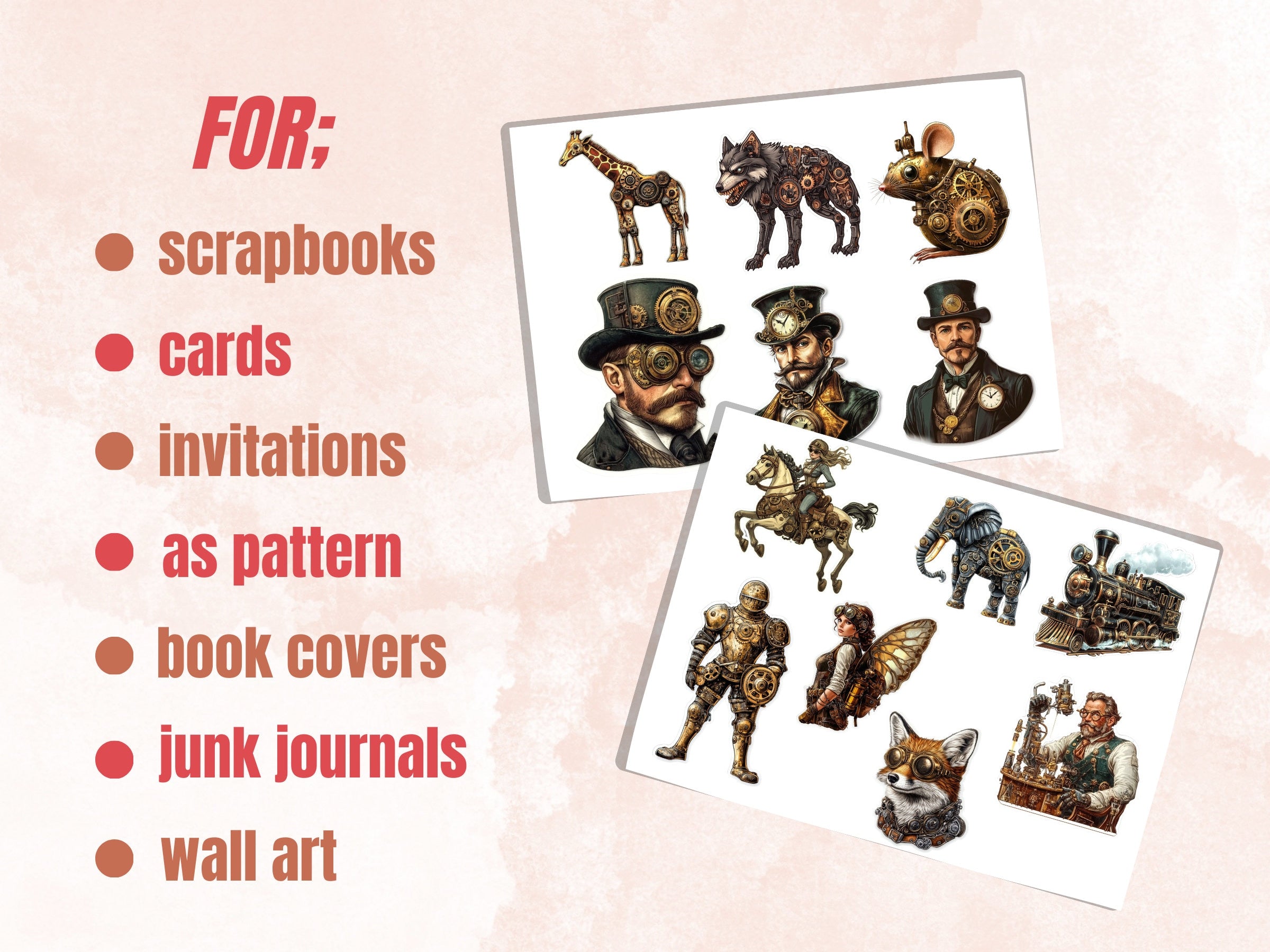 Whimsical Steampunk Fussy Cut Pages, Steampunk Bundle Fussy Cut Ephemera Sheet, Victorian Journal Add On Kit, Mixed Media Collage Sheet
