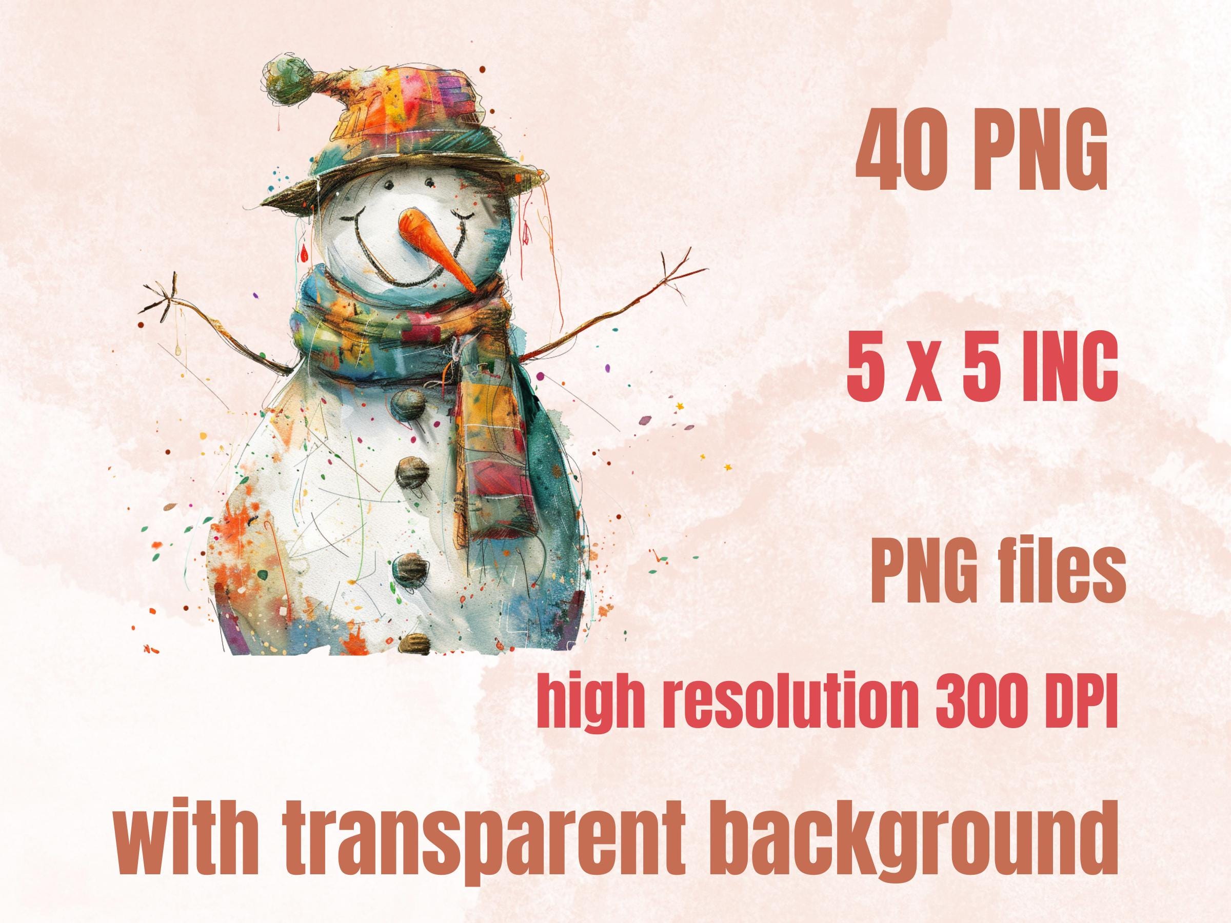 40 PNG Whimsical Snowman Clipart, Quirky Christmas Illustrations Clip art, Jolly Quirky Snowman png, Whimsical Winter Xmas Sublimation