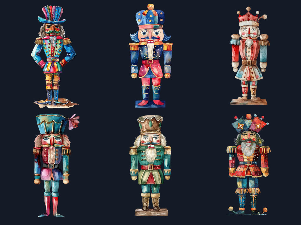 50 PNG Whimsical Nutcracker Clipart, Quirky Christmas Illustrations Clip art, Jolly Quirky Nutcracker png, Whimsical Winter Xmas Sublimation