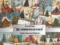 Whimsical Christmas Farm Junk Journal Kit, Country Double Pages Ephemera, Rustic Collage Sheet,  Farm Scrapbook Paper, Christmas ATC Card