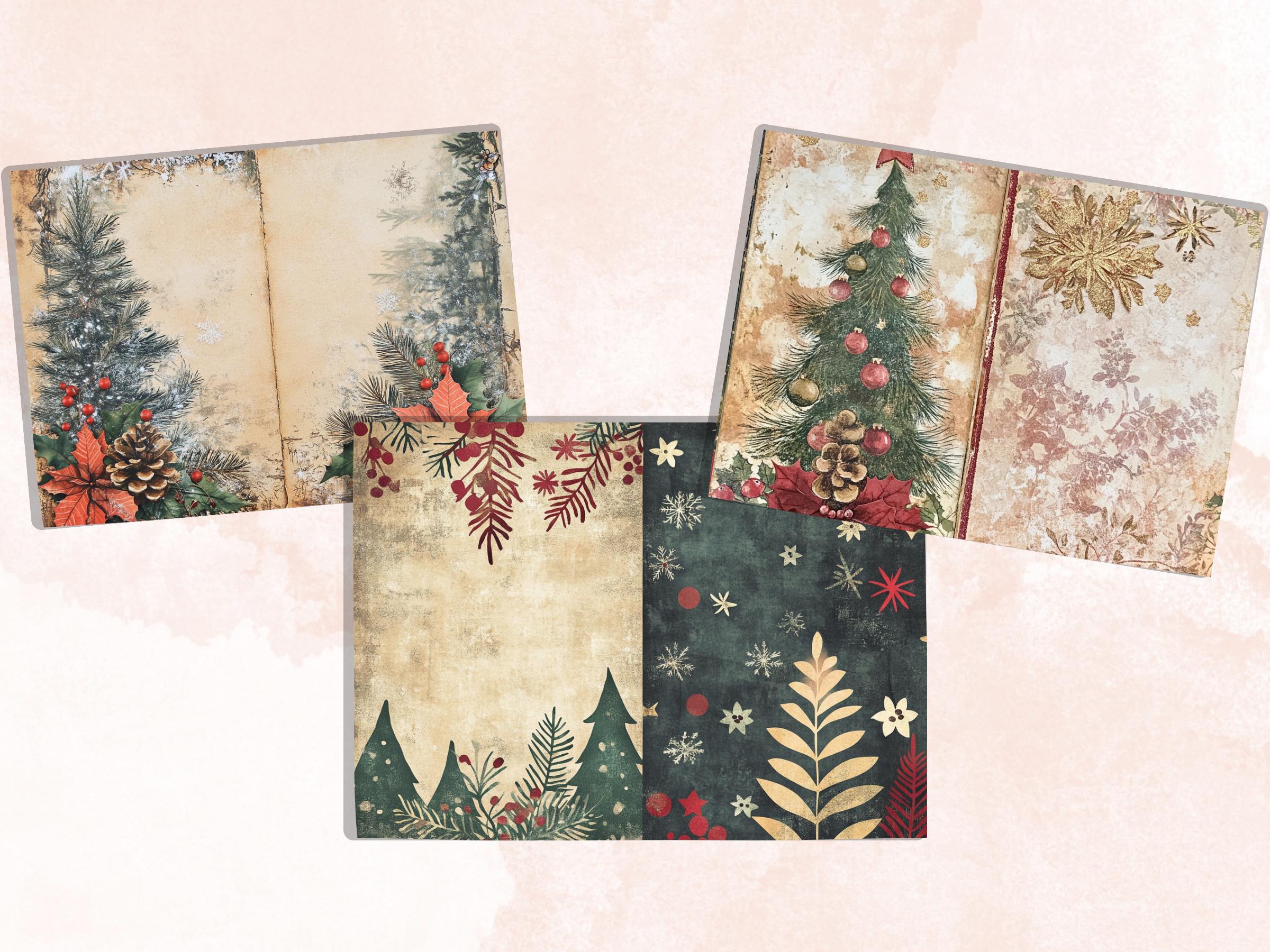 Boho Neutral Christmas Junk Journal Kit, Beige Noel Pages Ephemera, Mixed Media Collage Sheet, Xmas Scrapbook Paper, Christmas ATC Card