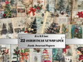 Christmas Newspaper Junk Journal Kit, Noel Patchwork Pages Ephemera, Mixed Media Collage Sheet, Xmas Scrapbook Paper, Christmas ATC Card