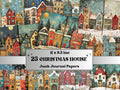 Christmas Houses Junk Journal Kit, Quirky Noel Houses Ephemera, Mixed Media Collage Sheet, Xmas Scrapbook Paper, Winter Christmas ATC Card
