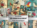 Christmas Bird Junk Journal Kit, Winter Hummingbird Ephemera, Mixed Media Collage Sheet, Xmas Scrapbook Paper, Quirky Christmas ATC Card