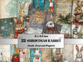 Fairytale Christmas Rabbit Junk Journal Kit, Winter Bunny Ephemera, Mixed Media Collage Sheet, Xmas Scrapbook Paper, Cute Christmas ATC Card