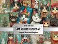 Whimsical Christmas Cat Junk Journal Kit, Winter Noel Ephemera, Mixed Media Collage Sheet, Xmas Scrapbook Paper, Cute Christmas ATC Card