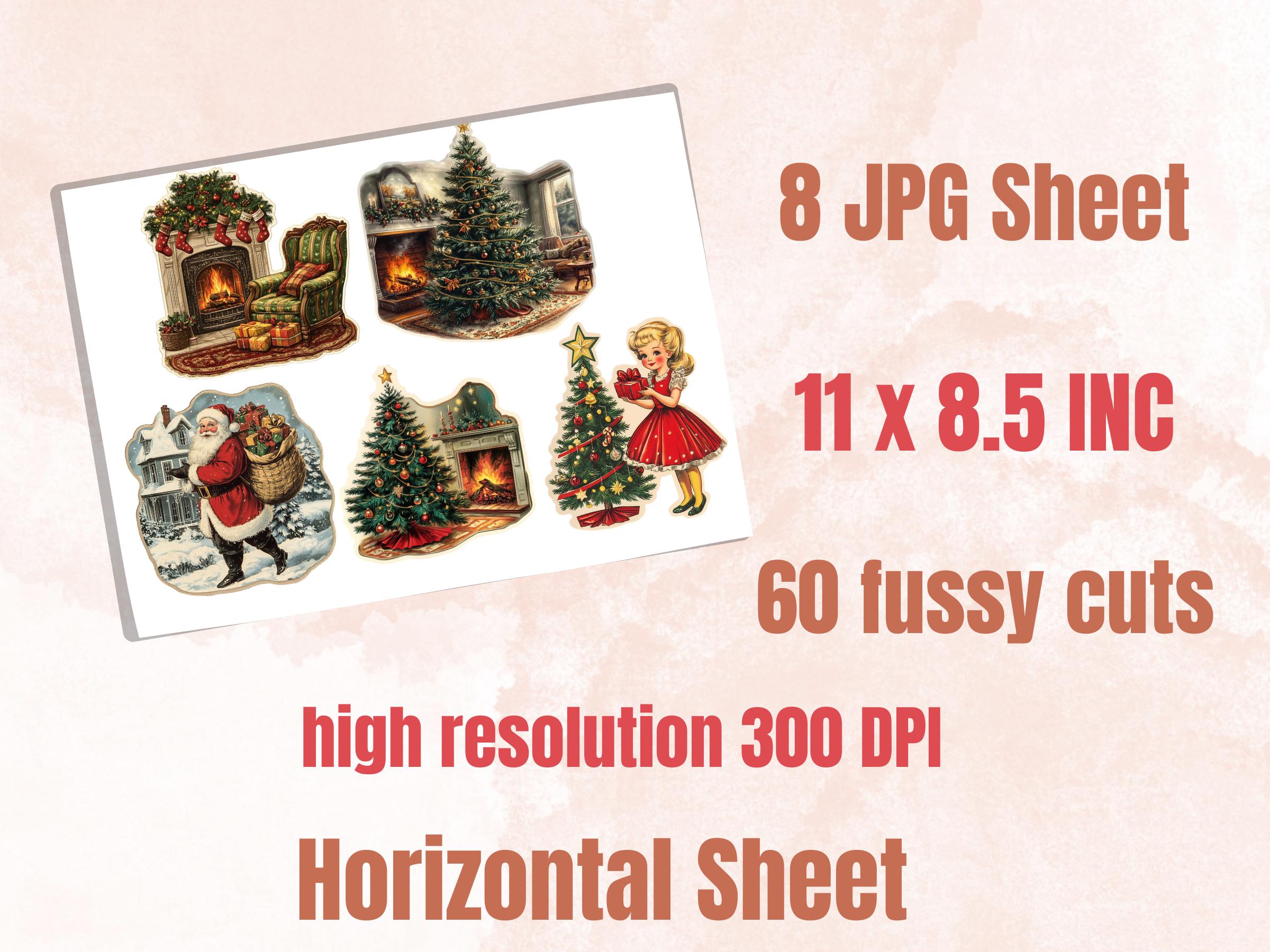 Vintage Christmas Fussy Cut Pages, Whimsical Xmas Holiday Fussy Cut Ephemera Sheet, Christmas Journal Add On Kit, Xmas Mixed Media Collage