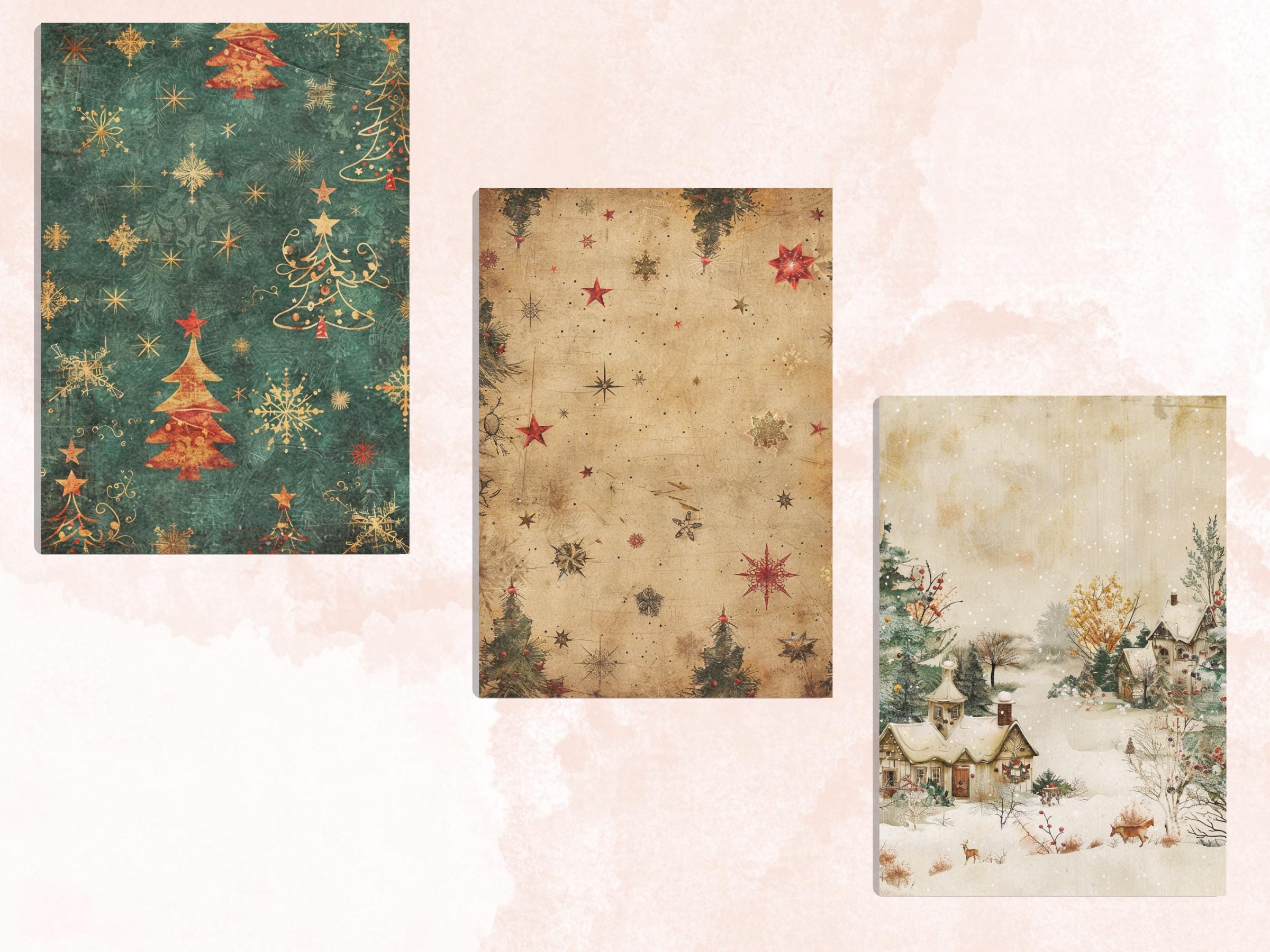 Printable Whimsical Christmas Digital Journal Paper, Quirky Christmas Ephemera Collage, Xmas Noel Pages, Download Junk Journal, Scrapbooking