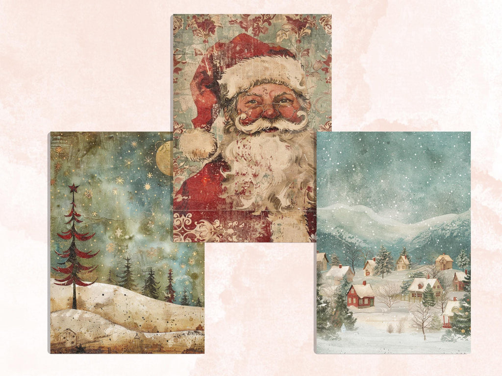 Printable Whimsical Christmas Digital Journal Paper, Quirky Christmas Ephemera Collage, Xmas Noel Pages, Download Junk Journal, Scrapbooking