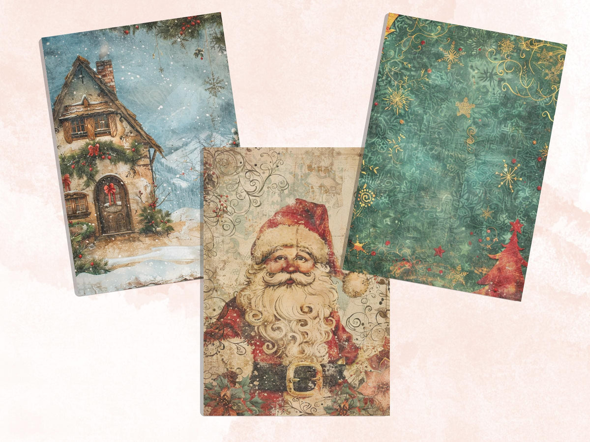 Printable Whimsical Christmas Digital Journal Paper, Quirky Christmas Ephemera Collage, Xmas Noel Pages, Download Junk Journal, Scrapbooking