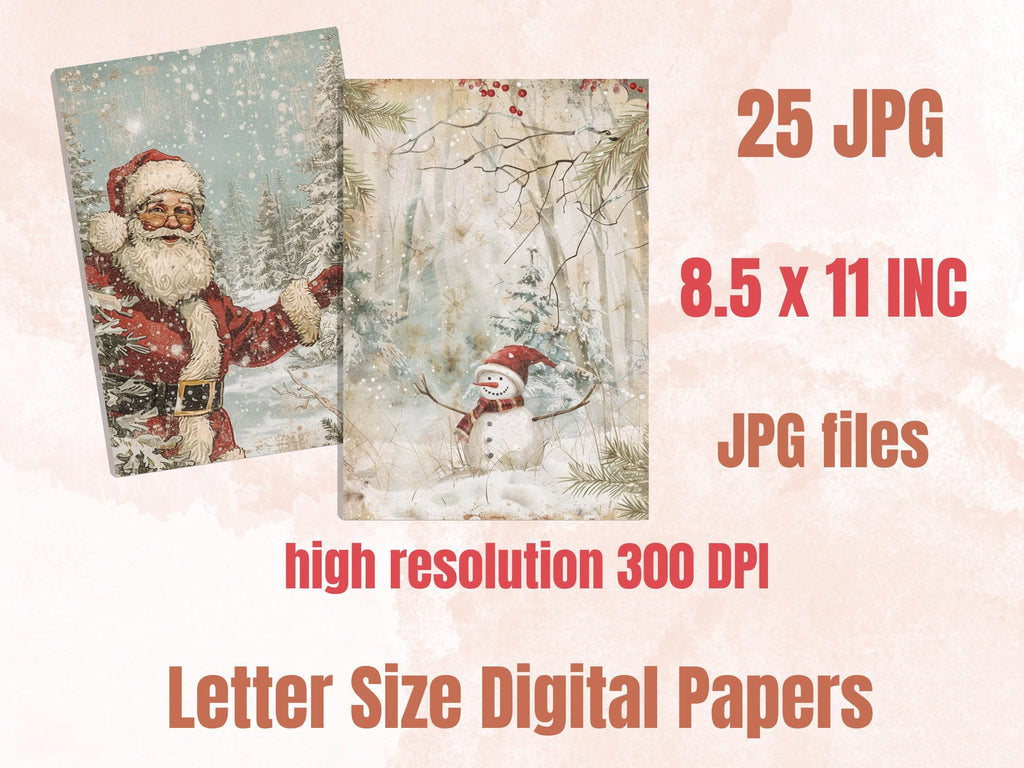 Printable Christmas Woodland Journal Paper, Enchanted Christmas Forest Collage, Xmas Woodland Pages, Download Junk Journal, Scrapbooking