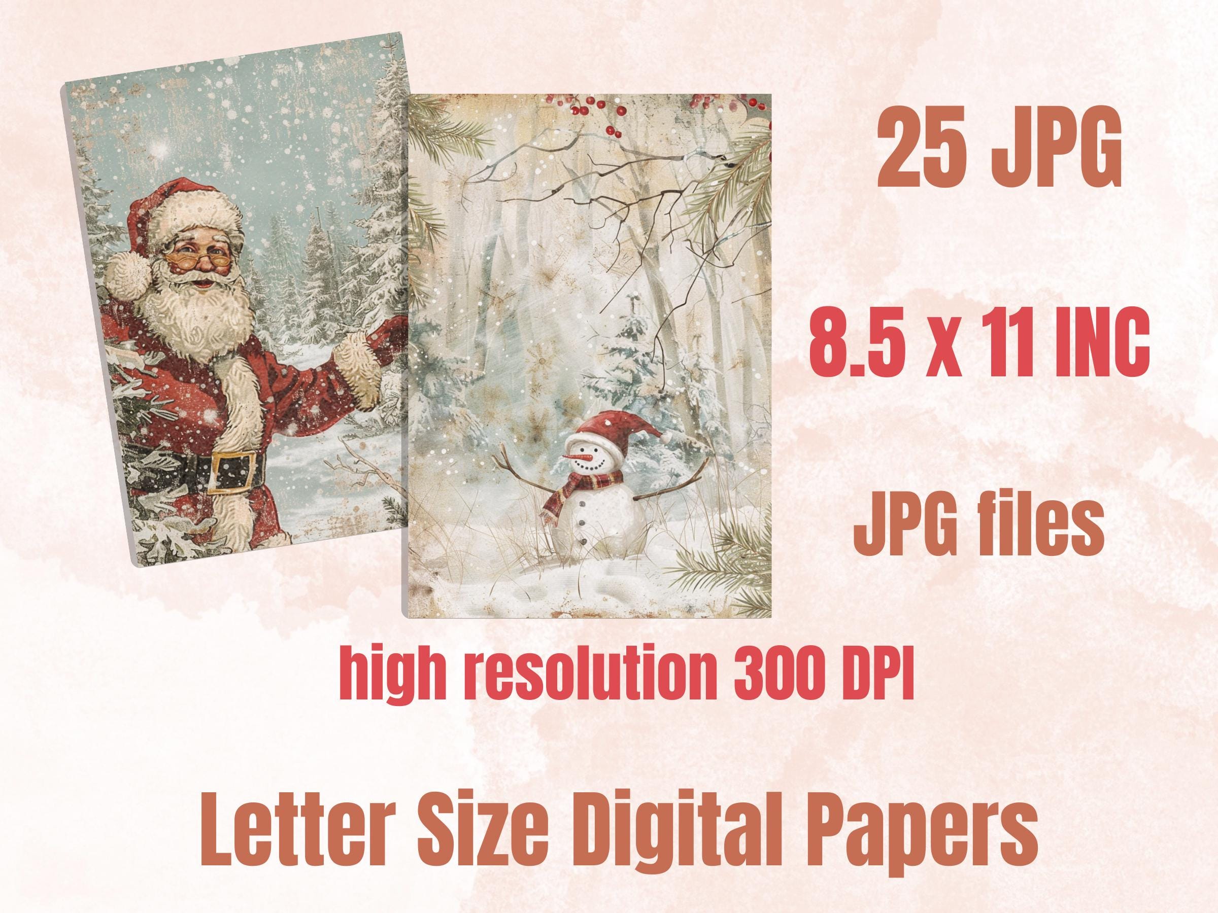 Printable Christmas Woodland Journal Paper, Enchanted Christmas Forest Collage, Xmas Woodland Pages, Download Junk Journal, Scrapbooking