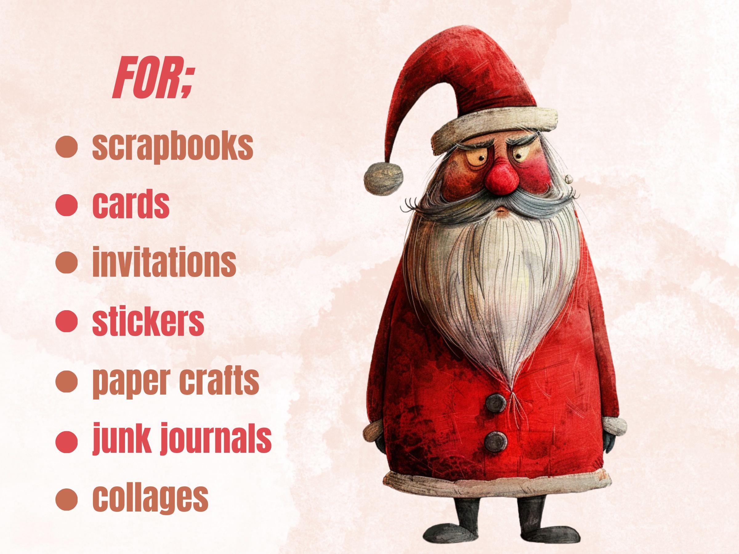 40 PNG Watercolor Whimsical Santa Clipart, Quirky Christmas Illustrations Clip art, Jolly Quirky Santa Claus png, Whimsical Xmas Sublimation