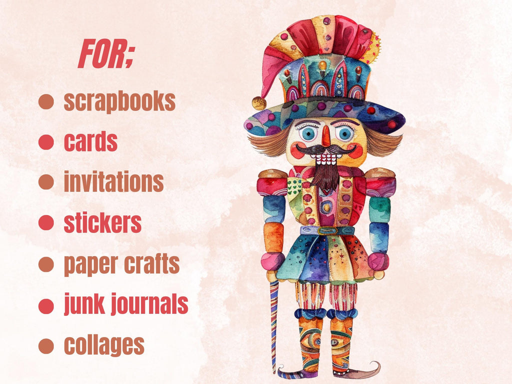50 PNG Whimsical Nutcracker Clipart, Quirky Christmas Illustrations Clip art, Jolly Quirky Nutcracker png, Whimsical Winter Xmas Sublimation