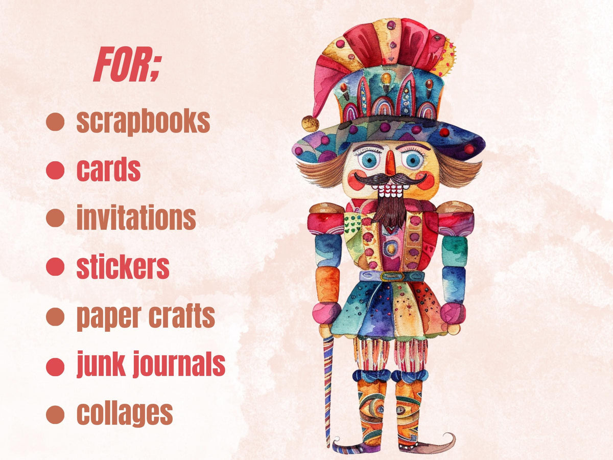 50 PNG Whimsical Nutcracker Clipart, Quirky Christmas Illustrations Clip art, Jolly Quirky Nutcracker png, Whimsical Winter Xmas Sublimation