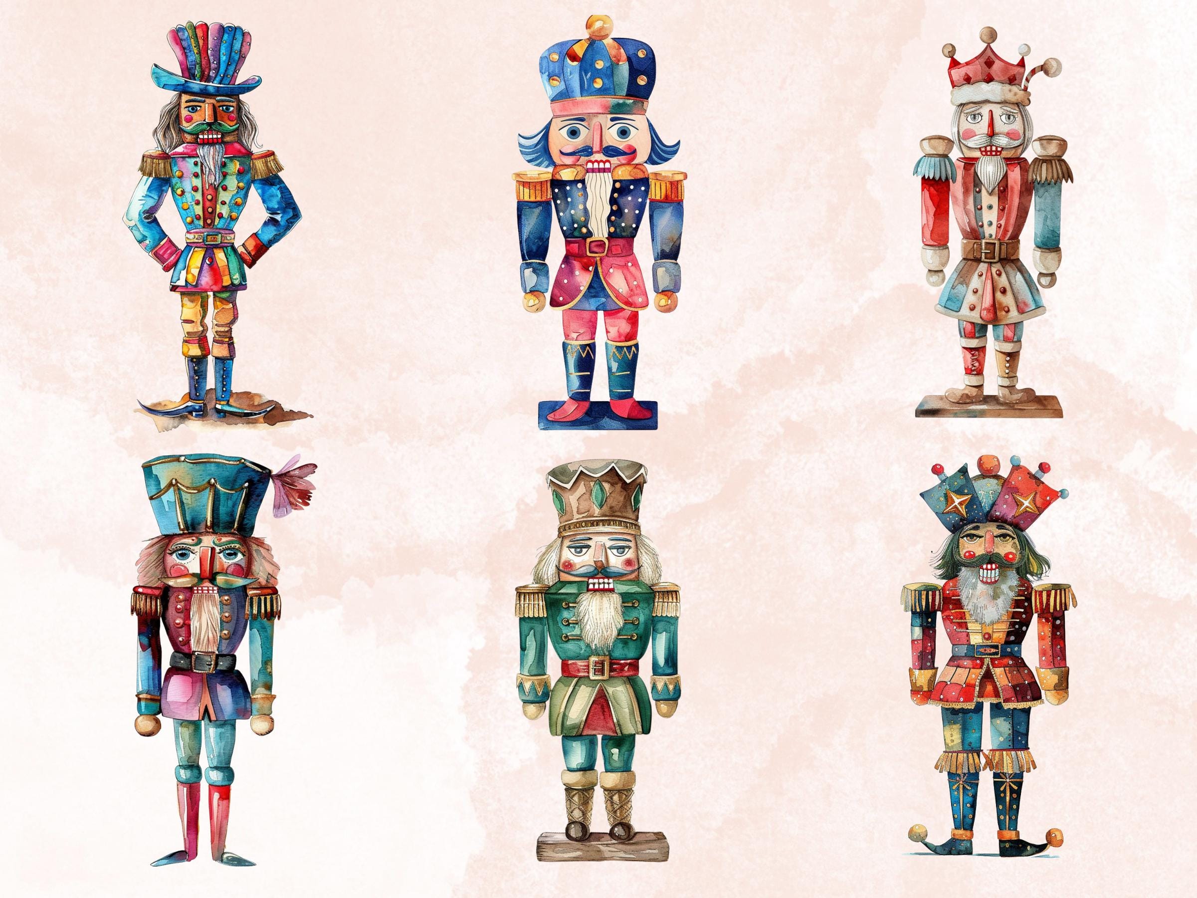 50 PNG Whimsical Nutcracker Clipart, Quirky Christmas Illustrations Clip art, Jolly Quirky Nutcracker png, Whimsical Winter Xmas Sublimation