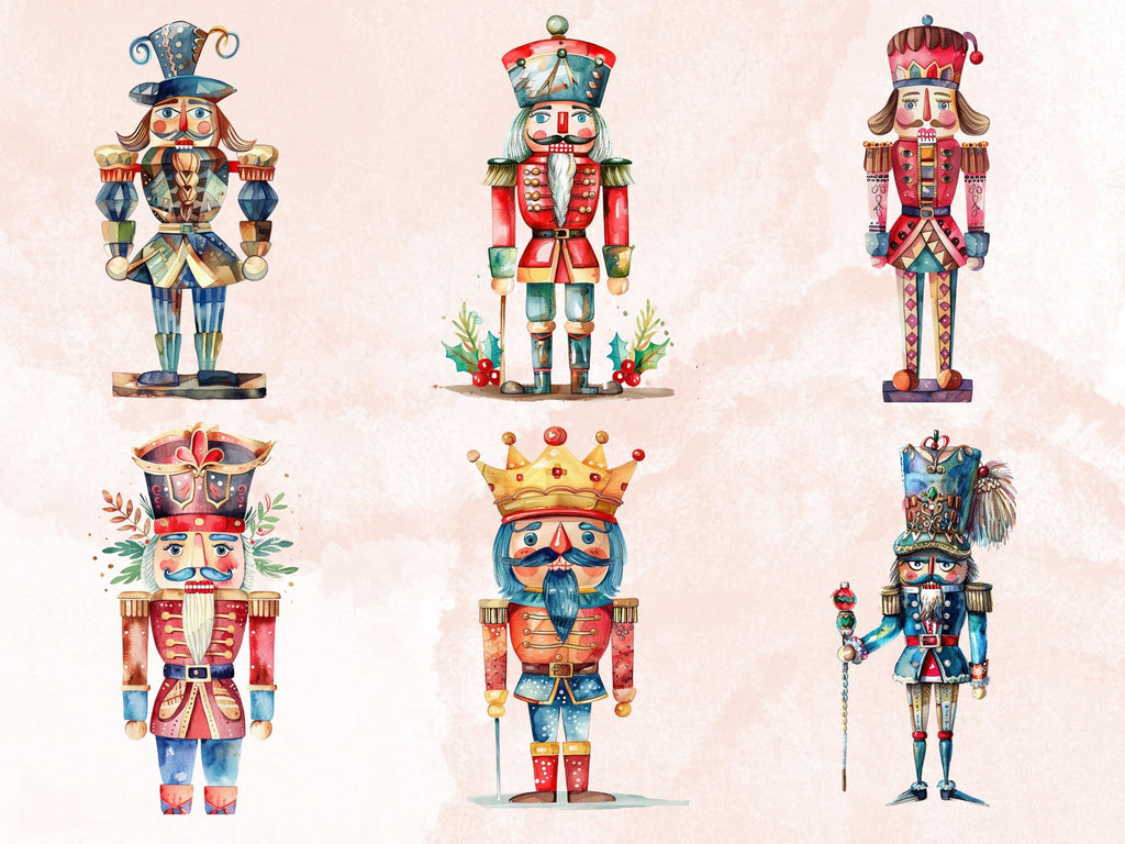 50 PNG Whimsical Nutcracker Clipart, Quirky Christmas Illustrations Clip art, Jolly Quirky Nutcracker png, Whimsical Winter Xmas Sublimation