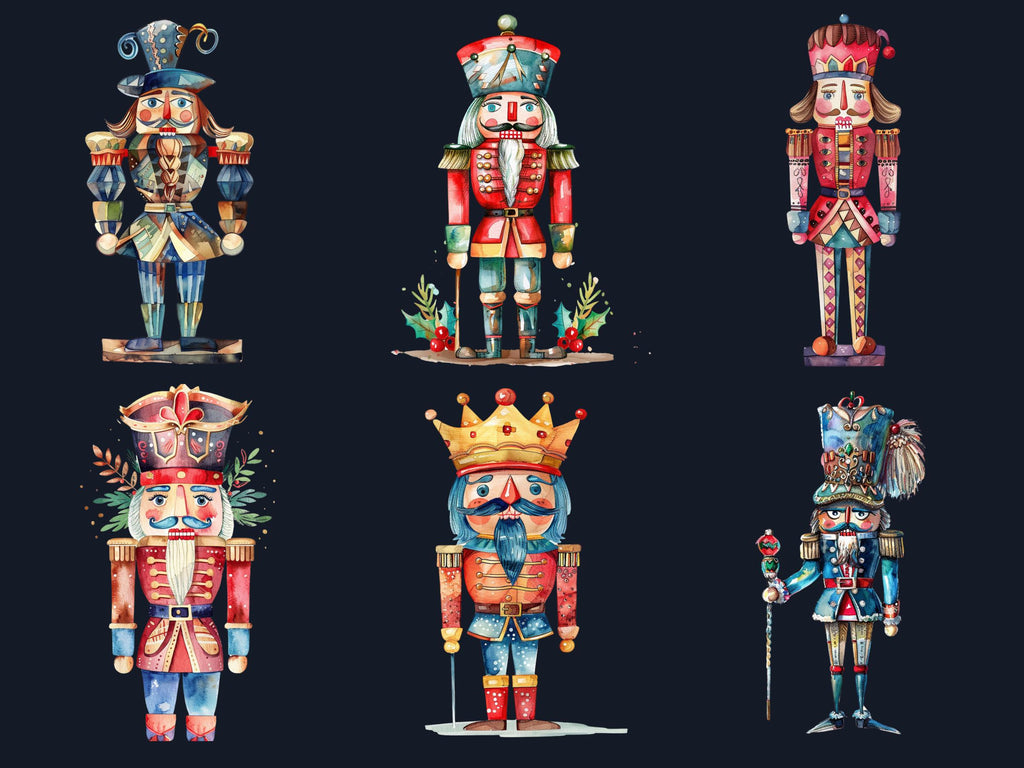 50 PNG Whimsical Nutcracker Clipart, Quirky Christmas Illustrations Clip art, Jolly Quirky Nutcracker png, Whimsical Winter Xmas Sublimation