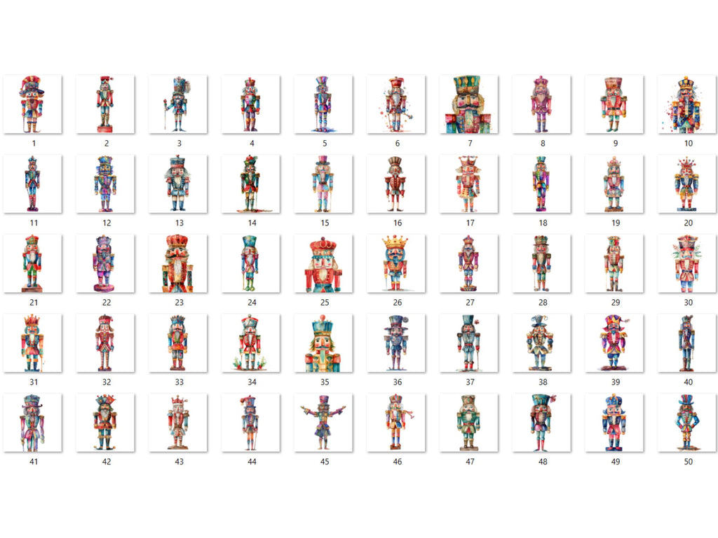 50 PNG Whimsical Nutcracker Clipart, Quirky Christmas Illustrations Clip art, Jolly Quirky Nutcracker png, Whimsical Winter Xmas Sublimation