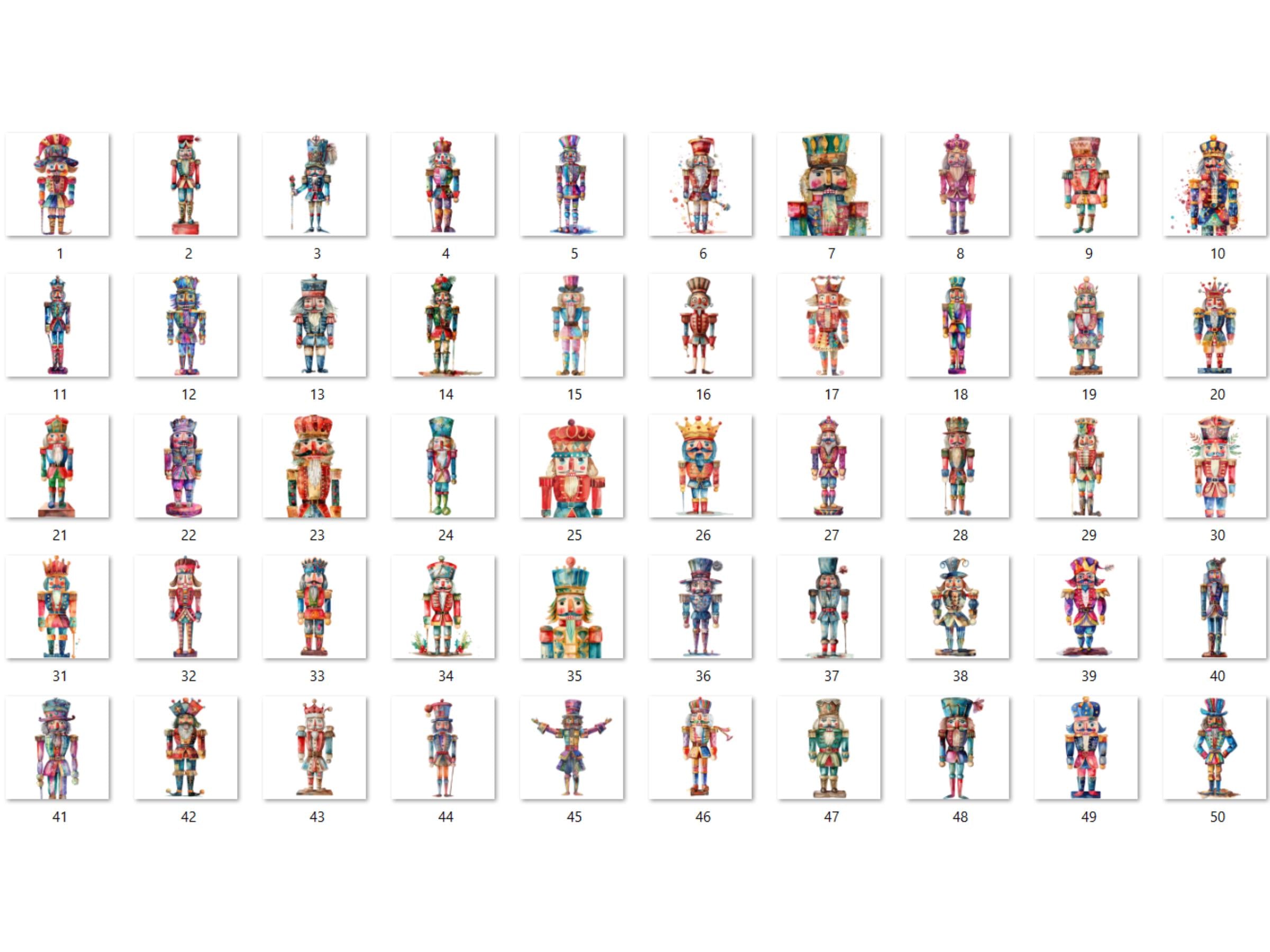 50 PNG Whimsical Nutcracker Clipart, Quirky Christmas Illustrations Clip art, Jolly Quirky Nutcracker png, Whimsical Winter Xmas Sublimation