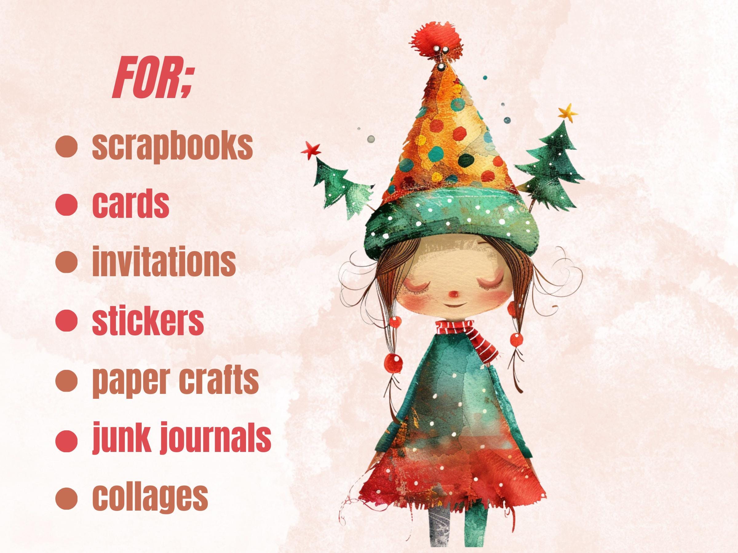 50 PNG Whimsical Christmas Girl Clipart, Quirky Xmas Girl Illustrations Clip art, Jolly Quirky Peculiar Girl png, Whimsical Elf Sublimation