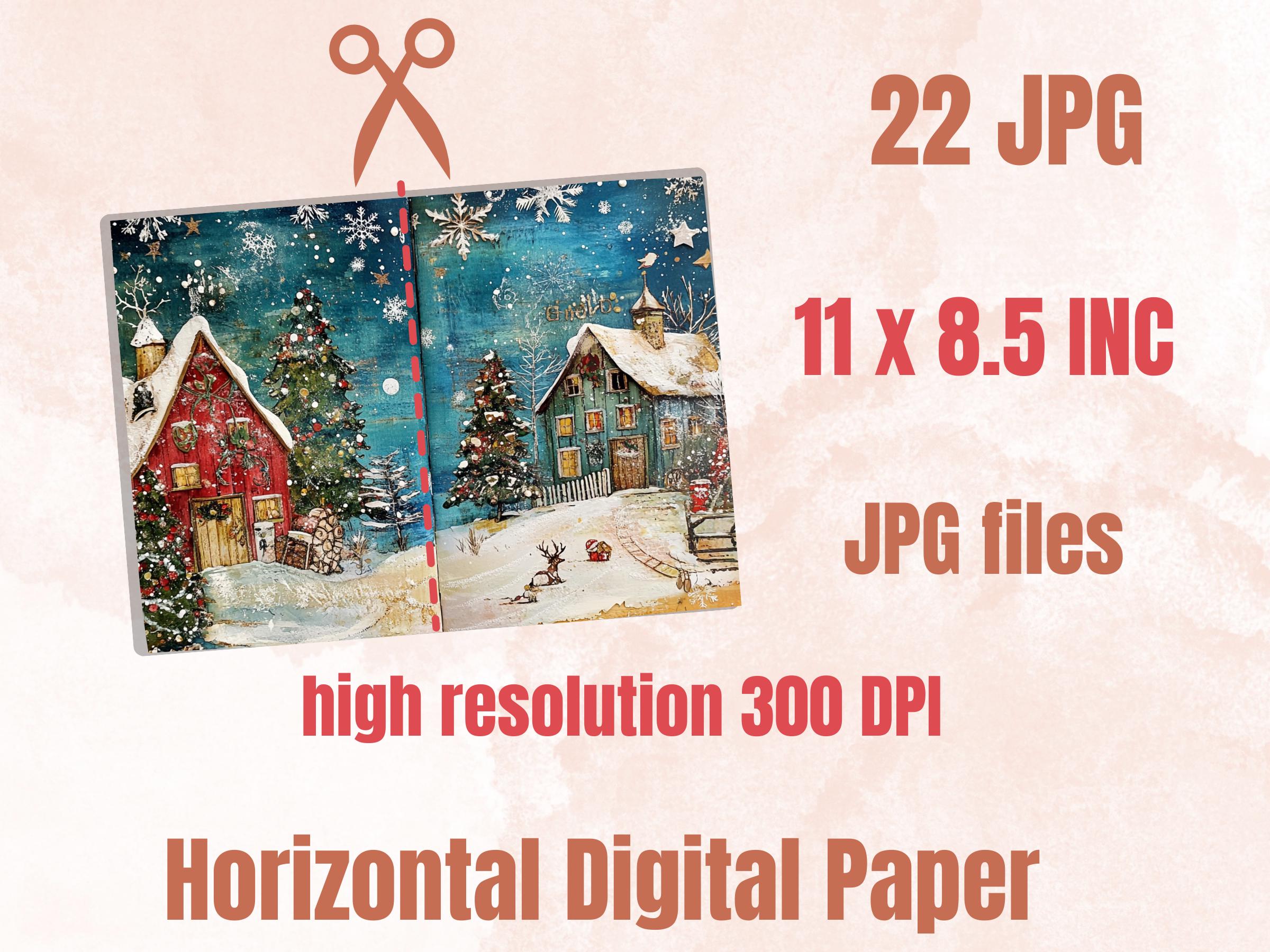 Whimsical Christmas Farm Junk Journal Kit, Country Double Pages Ephemera, Rustic Collage Sheet,  Farm Scrapbook Paper, Christmas ATC Card