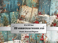 Whimsical Christmas Woodland Junk Journal Kit, Snowy Forest Collage Sheet, Winter Woodland Scrapbook Paper, ATC Card, Xmas Pages Ephemera