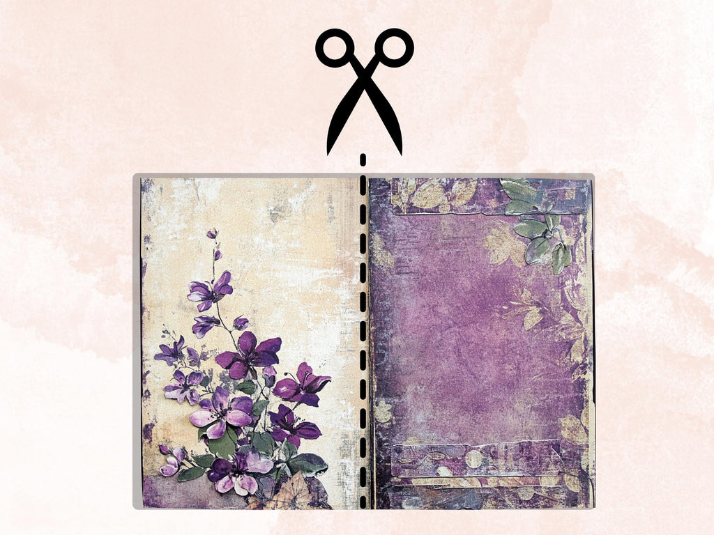 Purple Junk Journal Kit, Purple Pages Ephemera, Whimsical Collage Sheet, Pastel Scrapbook Paper, Mixed Media ATC Card, Purple Background