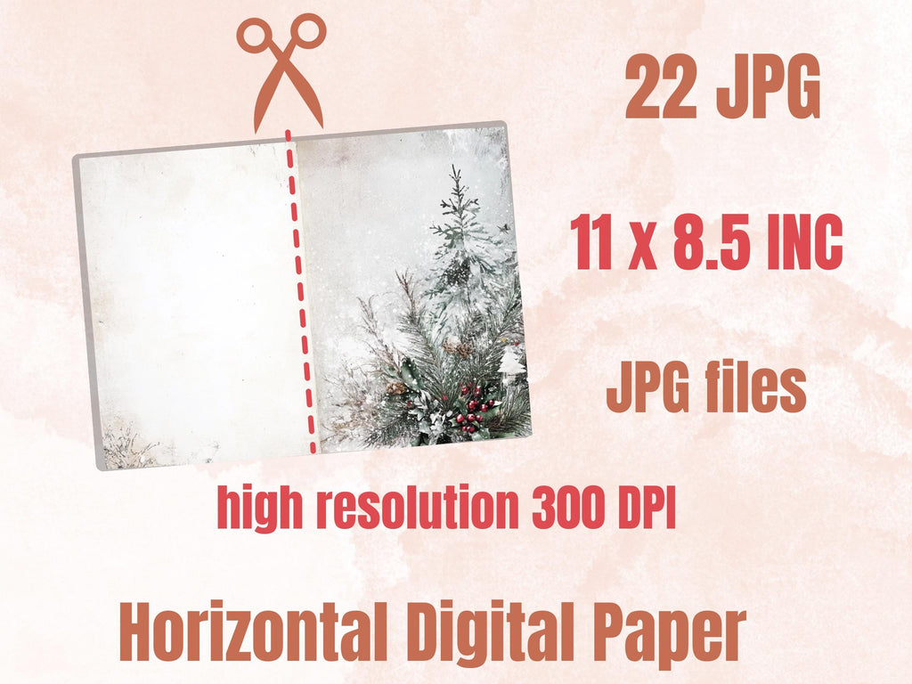 Boho Neutral Christmas Junk Journal Kit, Beige Noel Pages Ephemera, Mixed Media Collage Sheet, Xmas Scrapbook Paper, Christmas ATC Card