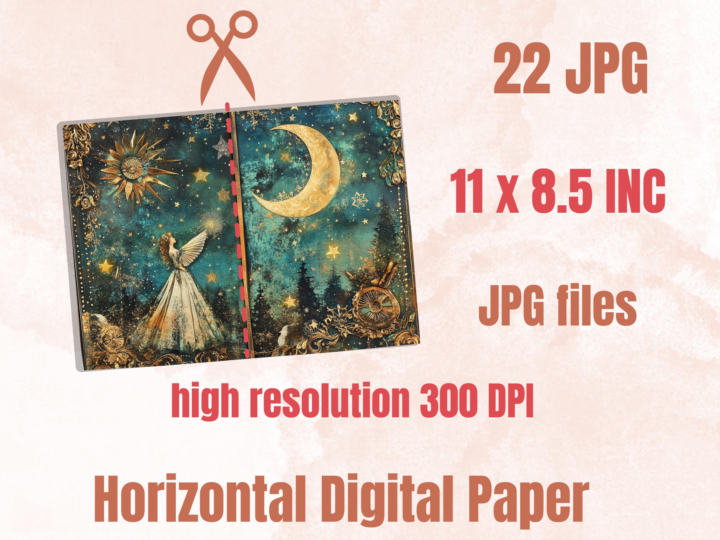 Celestial Christmas Junk Journal Kit, Starry Holly Noel Pages Ephemera, Mixed Media Collage Sheet, Xmas Scrapbook Paper, Christmas ATC Card