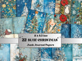 Blue Christmas Junk Journal Kit, Whimsical Noel Pages Ephemera, Mixed Media Collage Sheet, Xmas Scrapbook Paper, Winter Christmas ATC Card