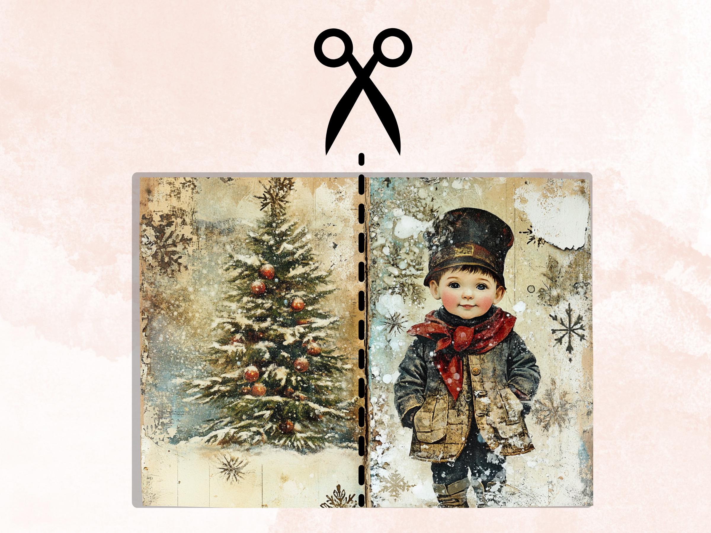 Christmas Little Boy Junk Journal Kit, Winter Noel Kids Pages Ephemera, Mixed Media Collage Sheet, Xmas Scrapbook Paper, Christmas ATC Card