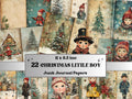 Christmas Little Boy Junk Journal Kit, Winter Noel Kids Pages Ephemera, Mixed Media Collage Sheet, Xmas Scrapbook Paper, Christmas ATC Card