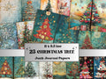 Christmas Tree Junk Journal Kit, Quirky Noel Tree Ephemera, Mixed Media Collage Sheet, Xmas Scrapbook Paper, Whimsical Christmas ATC Card