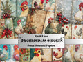 Christmas Chicken Junk Journal Kit, Whimsical Noel Farm Ephemera, Mixed Media Collage Sheet, Xmas Scrapbook Paper, Winter Christmas ATC Card