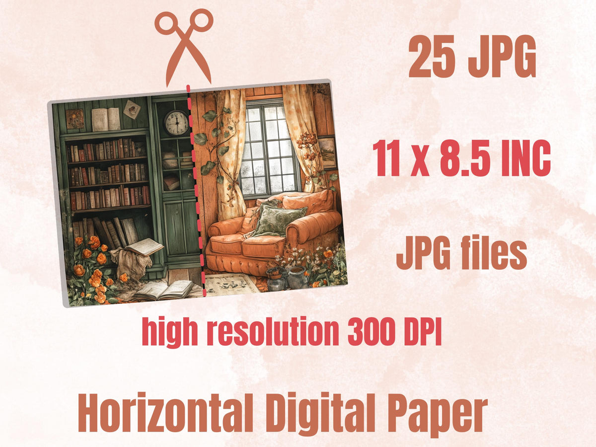 Cozy Reading Corner Junk Journal Kit, Comfy Reading Scenes Pages Ephemera, Relaxing Collage Sheet, Scrapbook Paper, Cozy Nook Background