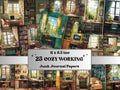 Cozy Working Corner Junk Journal Kit, Home Office Scenes Pages Ephemera, Relaxing Collage Sheet, Scrapbook Paper, Cozy Nook Background