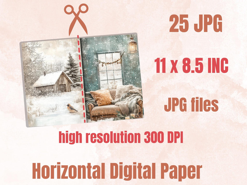 Cozy Winter Corner Junk Journal Kit, Comfy Winter Scenes Pages Ephemera, Relaxing Collage Sheet, Scrapbook Paper, Cozy Nook Background