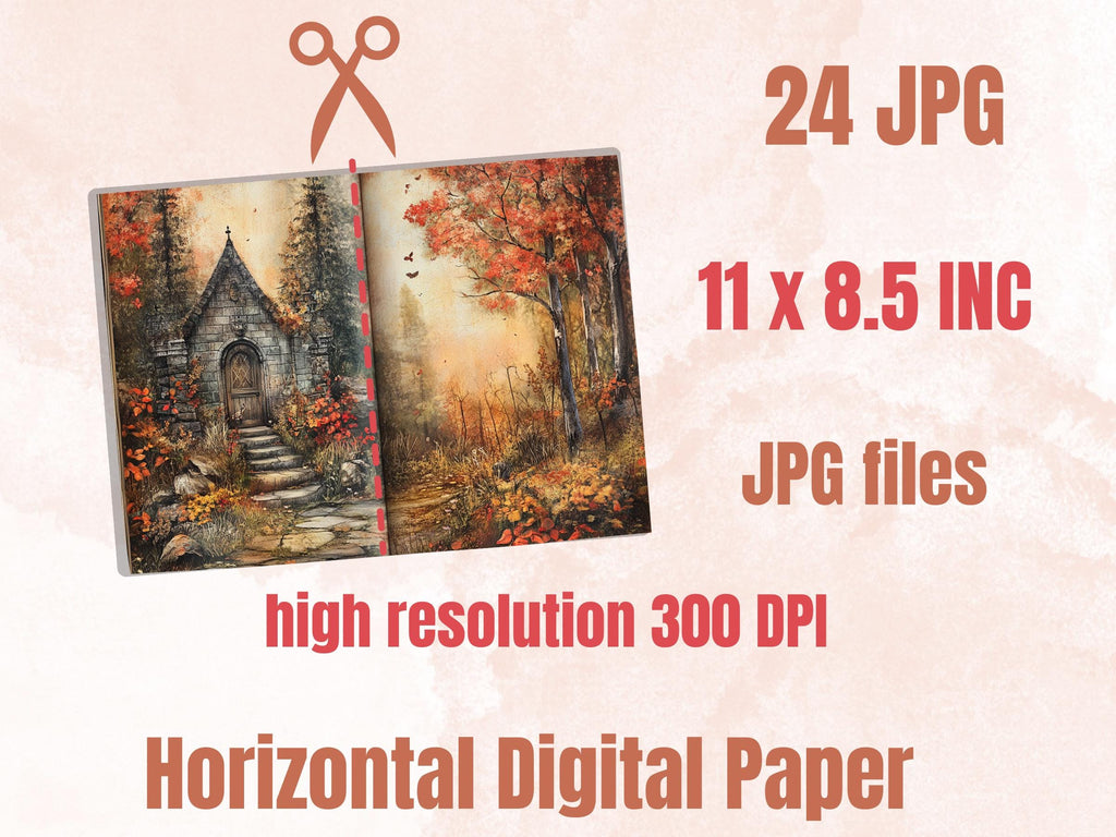 Cozy Forest Corner Junk Journal Kit, Enchanted Forest Scenes Pages Ephemera, Relaxing Collage Sheet, Scrapbook Paper, Cozy Nook Background