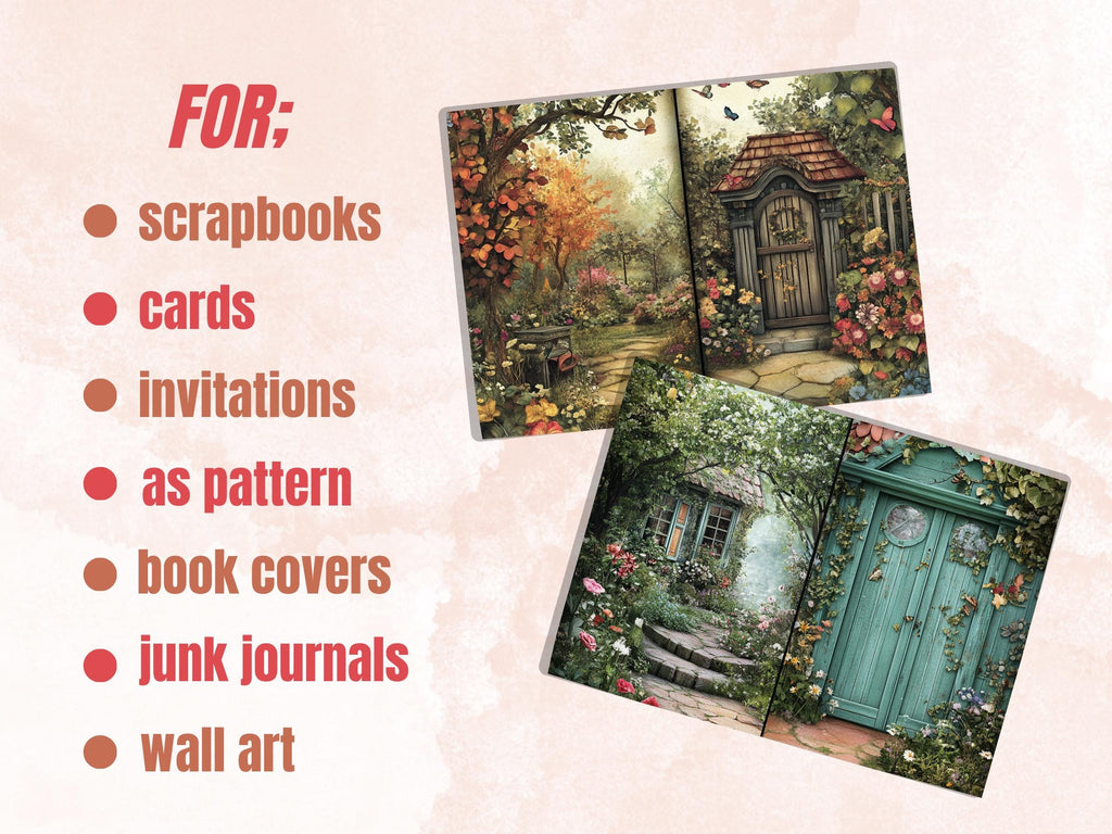 Cozy Garden Corner Junk Journal Kit, Secret Garden Scenes Pages Ephemera, Relaxing Collage Sheet, Scrapbook Paper, Cozy Nook Background