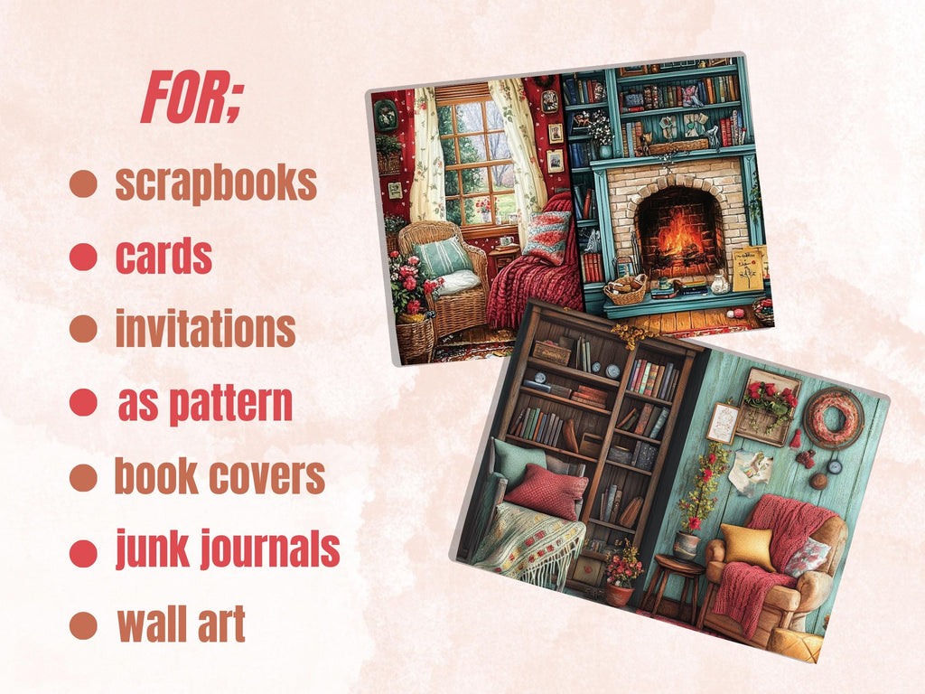 Cozy Knitting Corner Junk Journal Kit, Comfy Knitting Scenes Pages Ephemera, Relaxing Collage Sheet, Scrapbook Paper, Cozy Nook Background