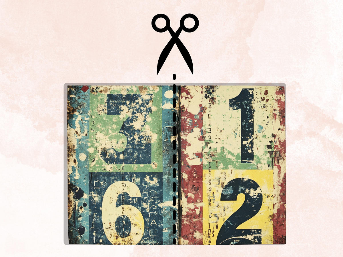 Grunge Numbers Junk Journal Kit, Vintage Distressed Grungy Pages Ephemera, Grunge Collage Sheet, Scrapbook Paper, Retro Grungy Background