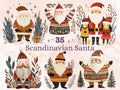 35 PNG Scandinavian Christmas Santa Clipart, Christmas Santa Folk Art Illustrations Clip art, Winter Holiday png, Nordic Xmas Noel Ornaments