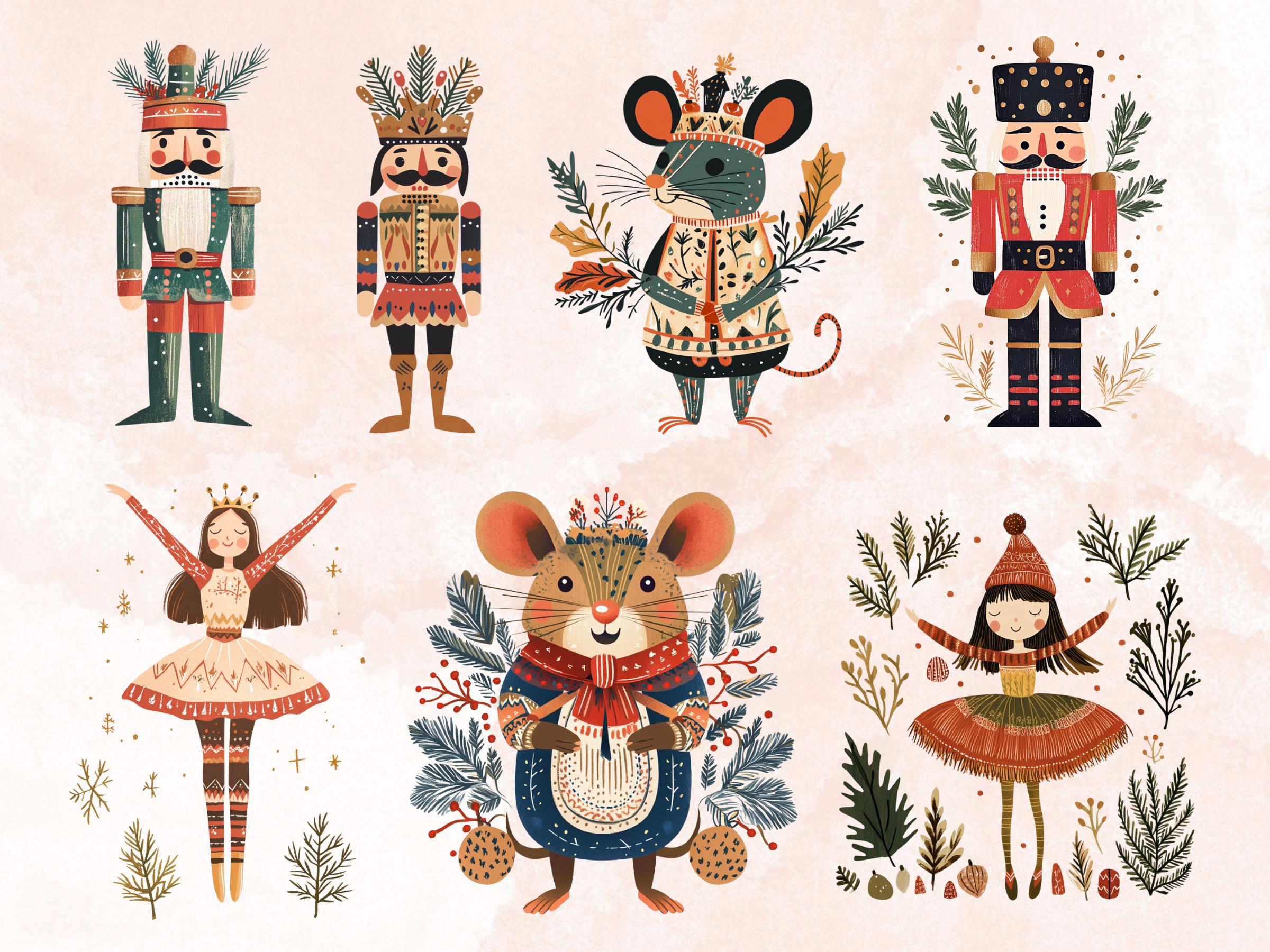 30 PNG Scandinavian Christmas Nutcracker Clipart, Christmas Folk Art Illustration Clip art, Winter Nutcracker png, Nordic Xmas Noel Ornament