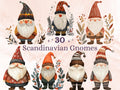 30 PNG Scandinavian Christmas Gnome Clipart, Christmas Gnome Folk Art Illustrations Clip art, Winter Holiday png, Nordic Xmas Noel Ornaments