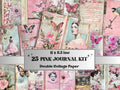 Pink Junk Journal Kit, Pink Pages Ephemera, Whimsical Collage Sheet, Pastel Cute Scrapbook Paper, Mixed Media Art ATC Card, Pink Background